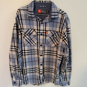 THE AMERICAN OUTDOORSMAN Men's L/S Flannel Shirt Blue/White Plaid size L